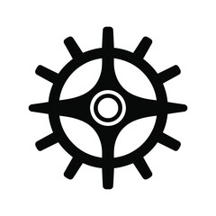 Obraz premium Stylized nautical ship wheel emblem with center circle and spokes
