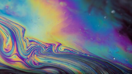 Psychedelic oil on water creating colorful patterns with macro lens