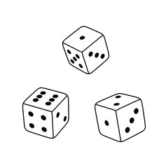 Dice. Black and white stylized illustration. Vector graphics.