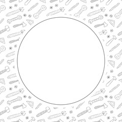 construction frame. doodle construction tool circle frame. hand drawn construction frame background. construction tool background