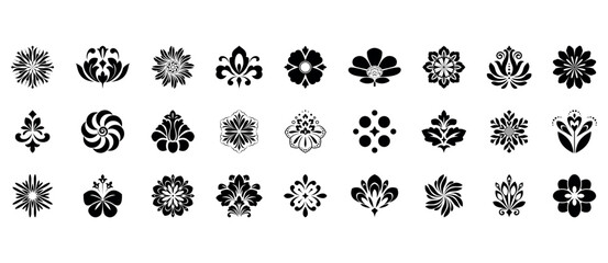 Flower icons set. Isolated elements for design. Vector graphics.