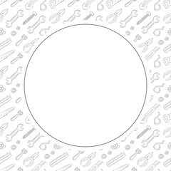 construction frame. doodle construction tool circle frame. hand drawn construction frame background. construction tool background