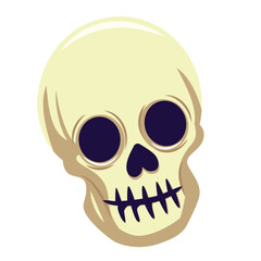 Skull in cartoon style. Smile, Halloween. Vector.