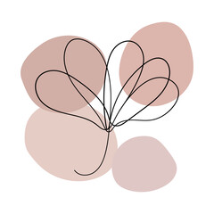 Heart Petal Floral Sketch. A stylized flower with heart-shaped petals drawn in a simple line over warm neutral tones.