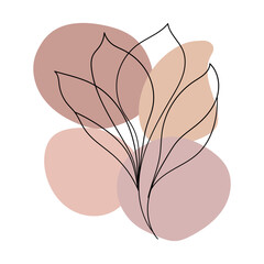 Abstract Botanical Leaves and Bloom. A modern floral composition combining stylized leaves and flower forms in warm layered tones.