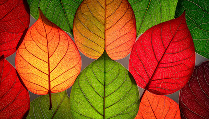 A vibrant arrangement of colorful leaves showcasing nature's beauty and diversity.