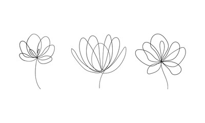 Elegant Line Flowers Set. a graceful group of five single-line floral illustrations in minimal style, ideal for branding, decor, and digital artwork.