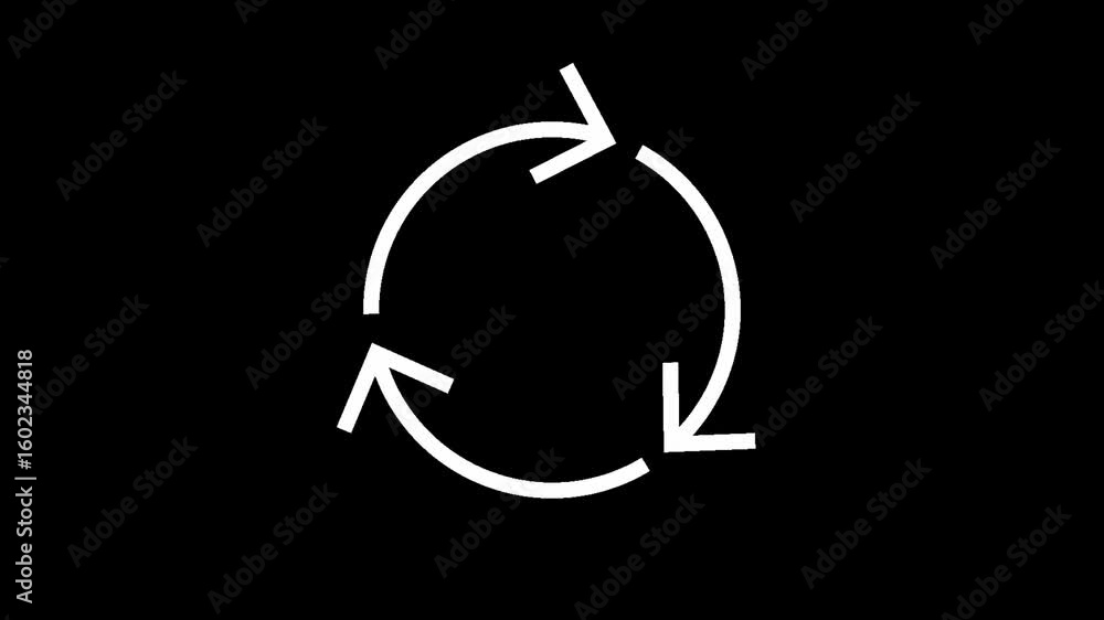 Poster hand-drawn white looping arrow with a grunge texture, an upward pointing swirl sketch on a black bac