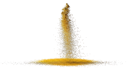 Sand being poured against a dark background, creating a tower