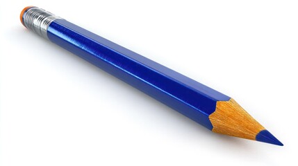 3D render of a blue construction pencil on white background