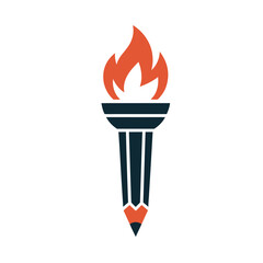 Torch of knowledge and creativity symbolized by a pencil