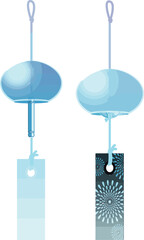 シンプルカラー・主線なしの風鈴ベクター