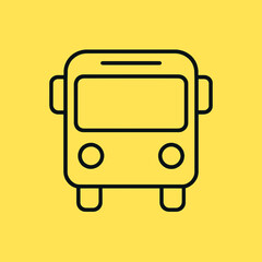 Simple outline of a bus on a yellow background  