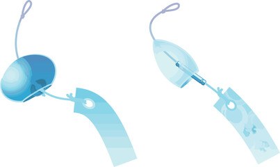 シンプルカラー・主線なしの風鈴ベクター