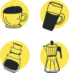 Icons Coffee Cappuccino Line art