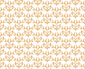 Flower geometric pattern. Seamless vector background. White and golden ornament. Ornament for fabric, wallpaper, packaging. Decorative print