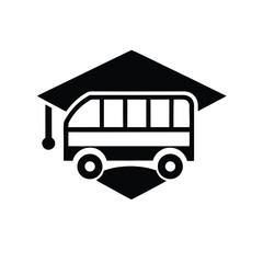 School bus with graduation cap symbolizing education and transportation