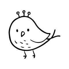 Cute Hand-Drawn Bird Illustration with a Whimsical Style