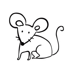 Simple Black Line Art of a Cute Mouse Illustration for Children