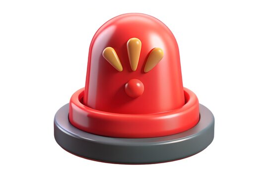 Red alert siren with yellow accents on white back