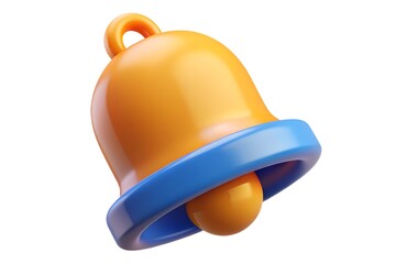 Fototapeta premium A glossy cartoon bell with blue and orange colors