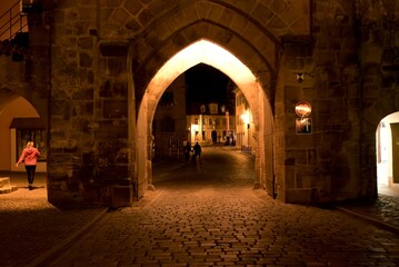 Fototapeta premium Wörnitzer Gate in Dinkelsbuhl by Night