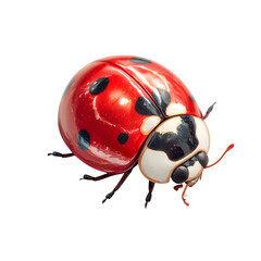 Tiny ladybug in isometric view with exaggerated cuteness and  subtle shine on shell and  playful style and  isolated white background Batch  realistic clean bright simple modern stock image isolated o