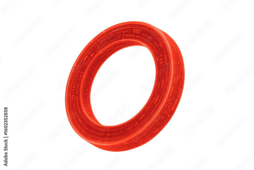 Poster futuristic glowing red circle transferring data with transparent background, ideal for technology an