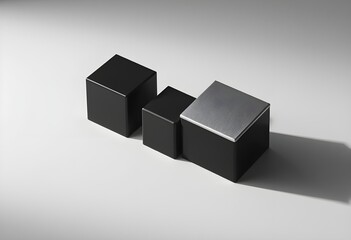Scattered black cubes arranged in thoughtful composition demonstrating modern design principles and minimalist aesthetic philosophy for creative professional and artistic applications