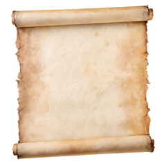 Aged Parchment Scroll Blank Template Background isolated on transparent background