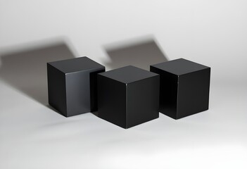 Artistic arrangement of black cubic forms creating visual depth and dimensional complexity perfect for modern sculptural art installations and contemporary design inspiration materials