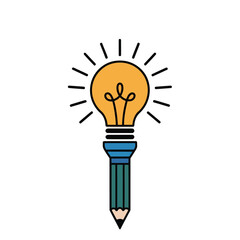 Creative idea lightbulb combined with a pencil symbolizing innovation