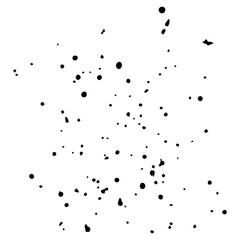 
Illustration showing small splashes of black ink on a white background
