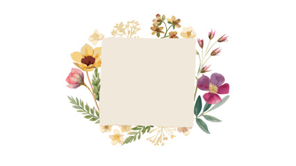 Fototapeta premium Beige floral frame with roses and summer blossoms