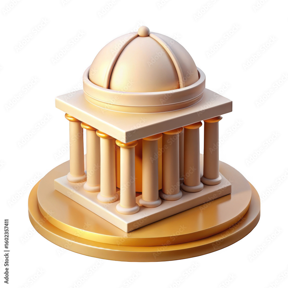 Poster 3d classical building facade with columns isolated on transparent background