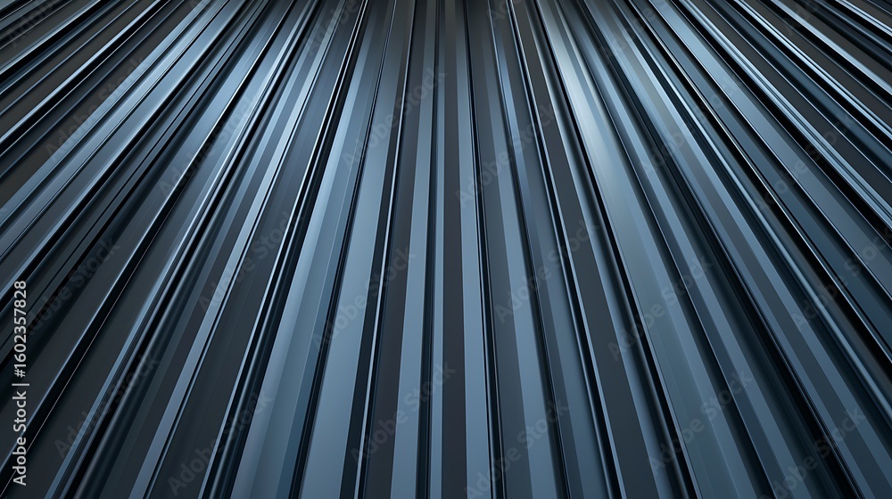 Aufkleber close-up of a sleek, reflective metallic surface with parallel vertical lines creating a modern, ind