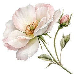 Fototapeta premium Delicate Watercolor Rose Illustration isolated on transparent background