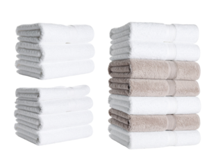 Stack of Clean Towels Isolated on White Background