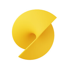 Yellow Split Abstract 3D Geometric Shape Modern Design Element