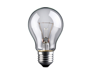 Isolated Light Bulb Turned Off on Black Background