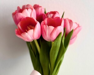 A vibrant bouquet of tulips in full bloom, showcasing the delicate beauty and colors of spring.