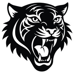 Obraz premium Tiger head tattoo animal, head, tattoo, vector, wolf, tiger, dog, wild, illustration, cat, lion, cartoon, mascot, face, mammal, wildlife