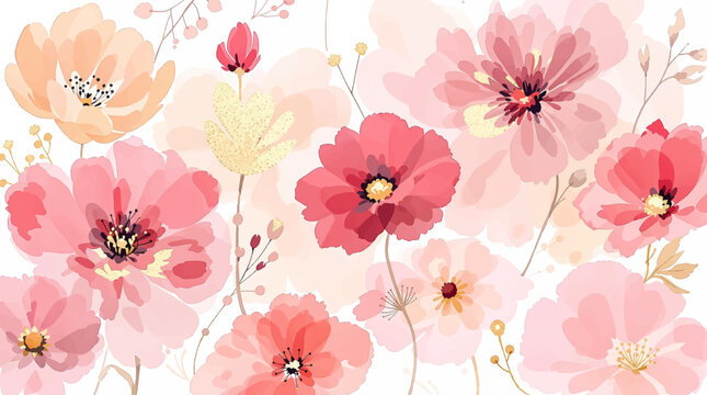 autumn watercolor abstract allover floral pattern with background ,seamless flowers pattern in eps format 
