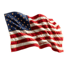 Obraz premium American Flag waving proudly stars and stripes patriotism USA isolated on transparent background, perfect cutout, PNG