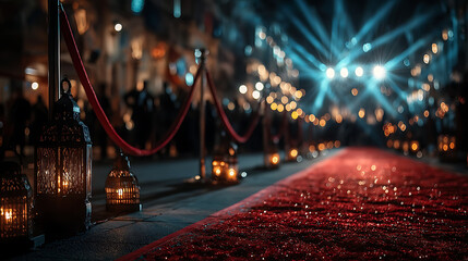 Luxurious red carpet event with elegant lighting and decor