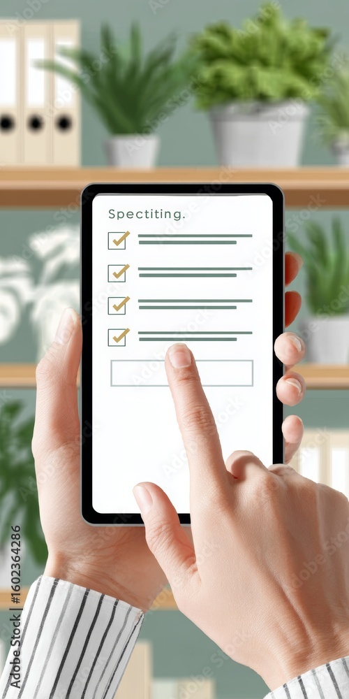 Poster smart digital touch screen business app with efficient checklist choices for management