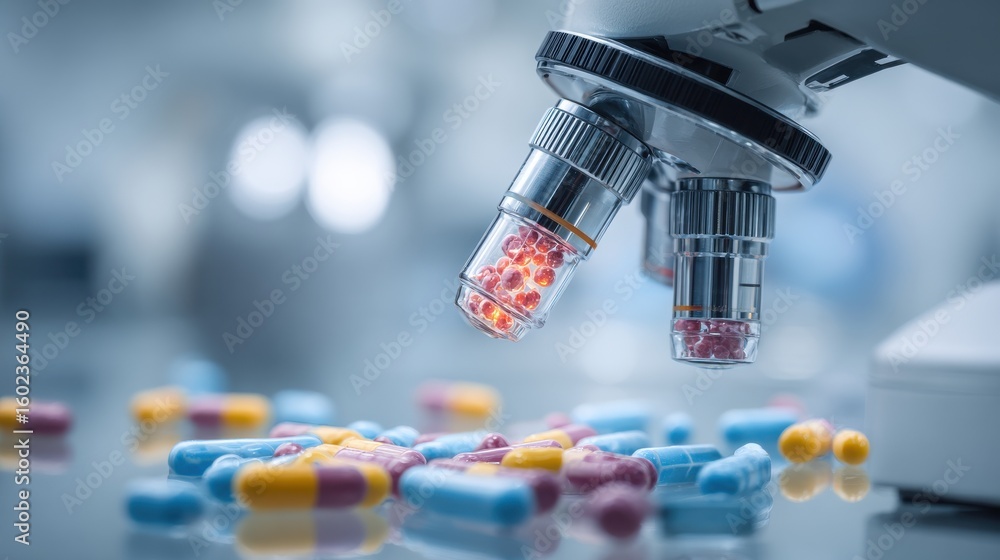 Aufkleber drug discovery process visualized with cell modeling in an advanced lab