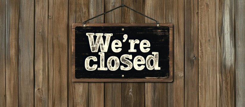 Closed sign on rustic wood, business break - Powered by Adobe
