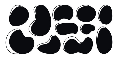 Organic shape round form set. Liquid organic blob