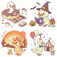 Fototapeta premium High-Quality ducks Illustrations in Various Styles – SVG Bundle